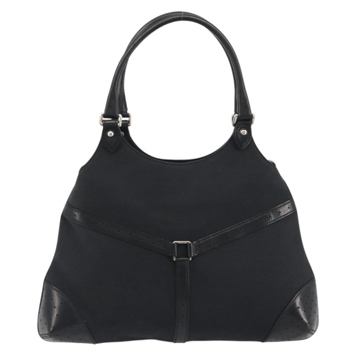 GUCCI Interlocking G Hand Bag Canvas Black Silver 114875 Auth 192188V