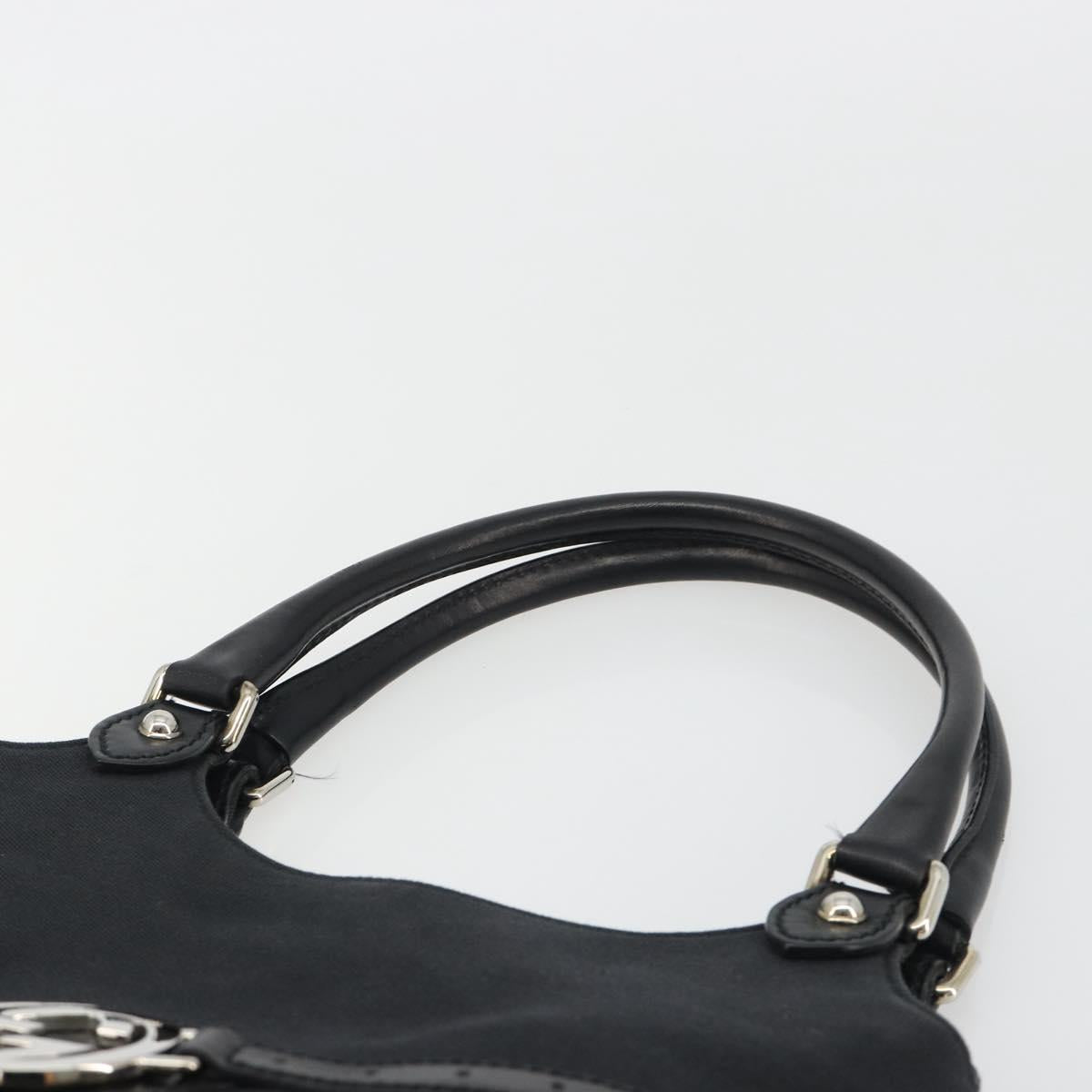 GUCCI Interlocking G Hand Bag Canvas Black Silver 114875 Auth 192188V
