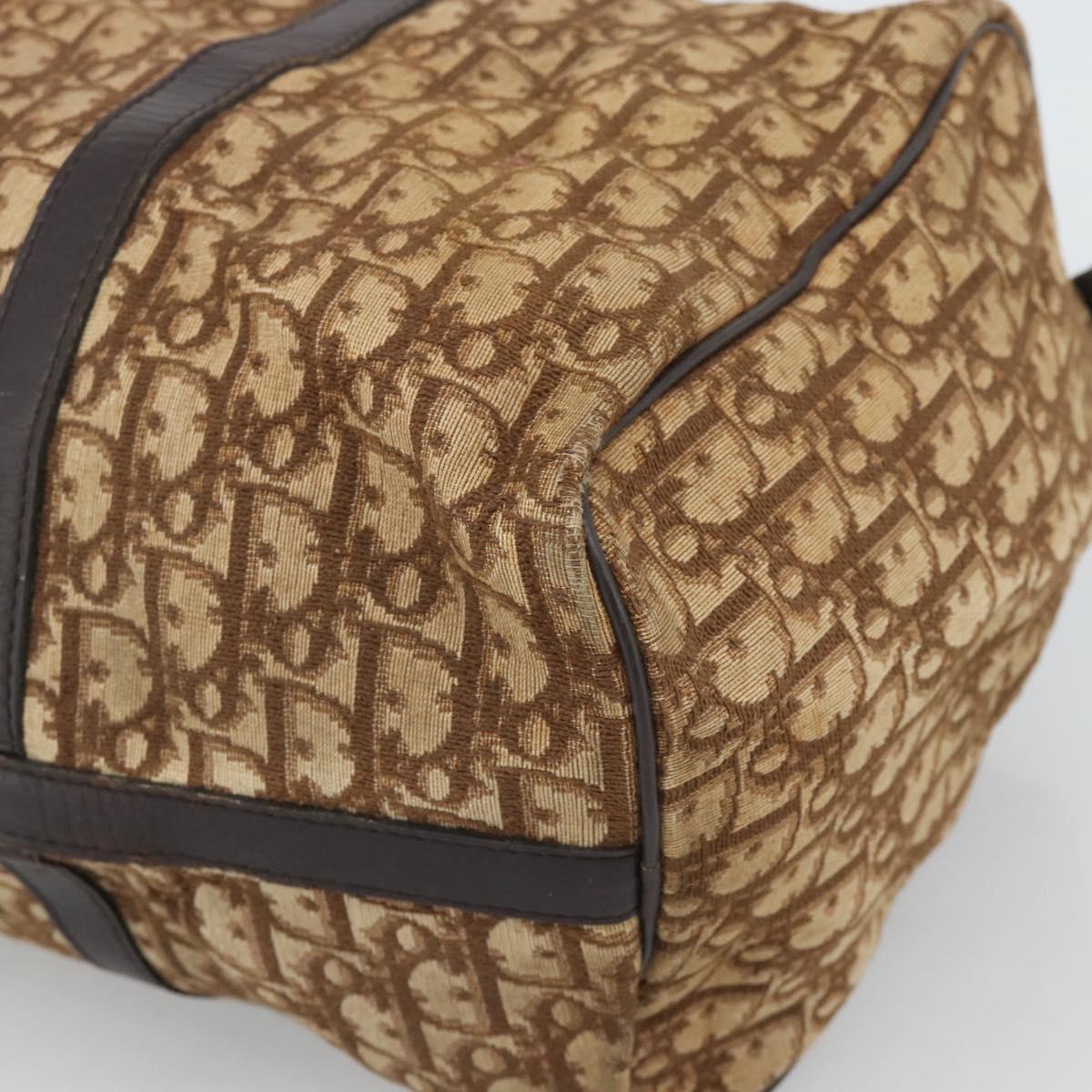 Christian Dior Trotter Canvas Boston Bag Beige Gold Auth 192191