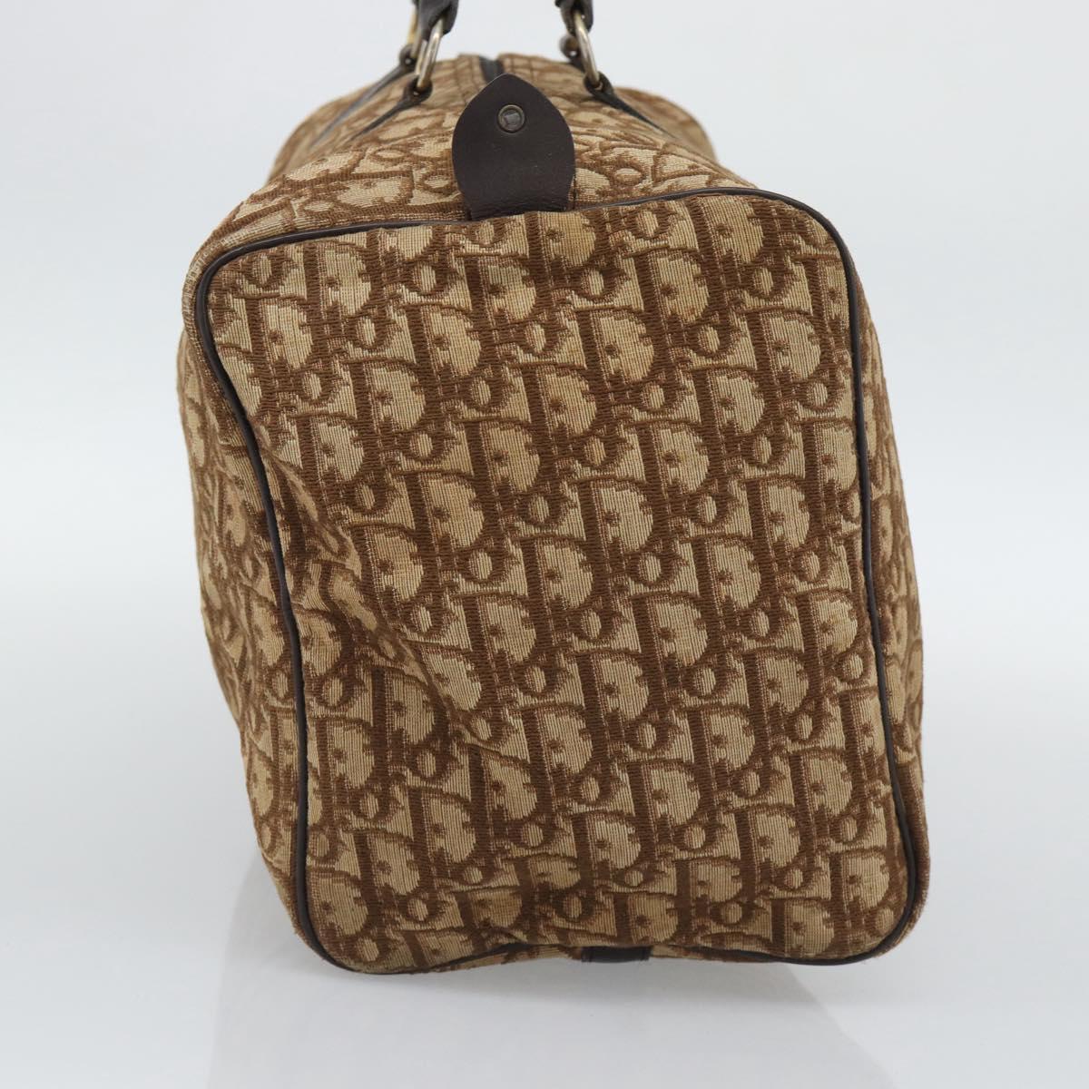 Christian Dior Trotter Canvas Boston Bag Beige Gold Auth 192191