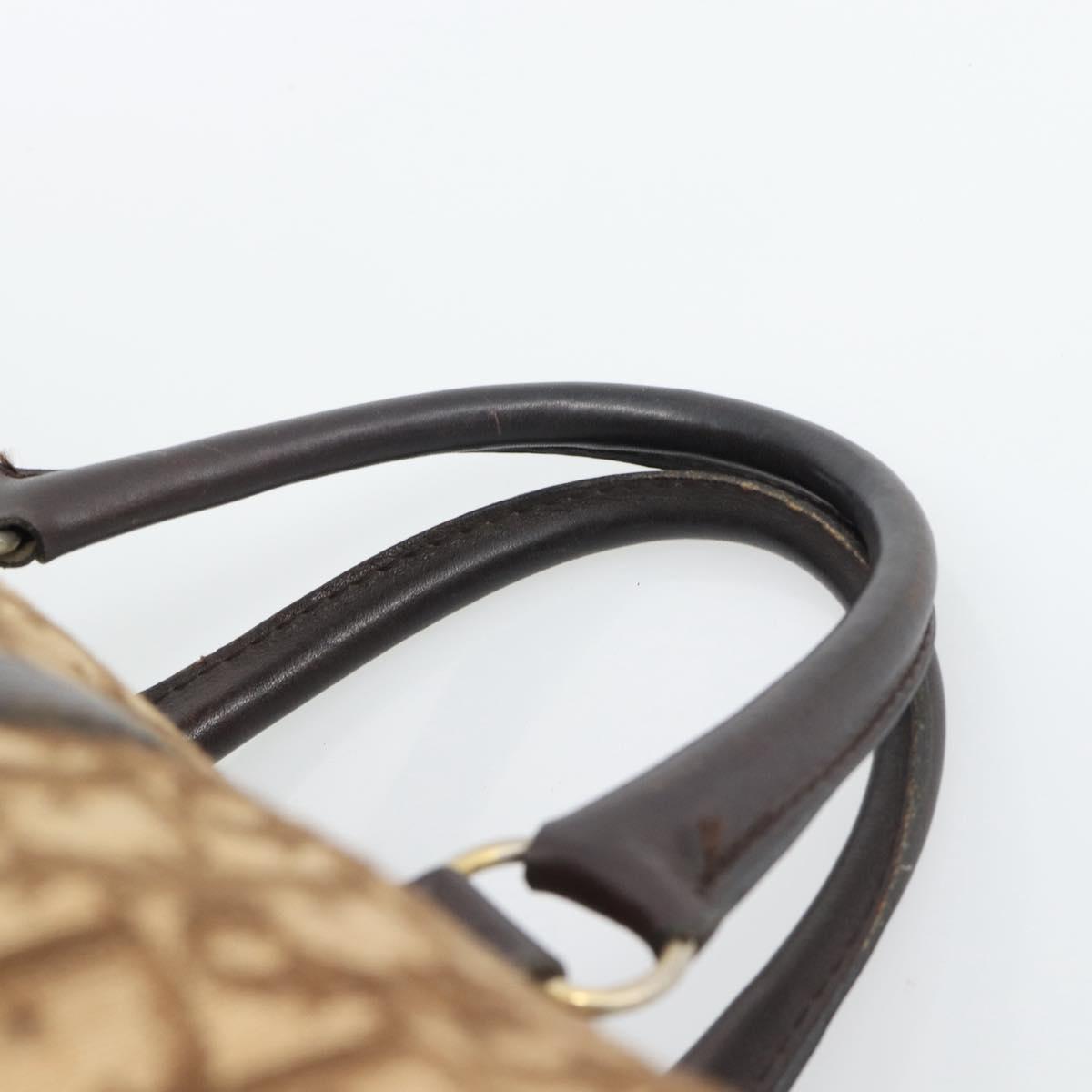 Christian Dior Trotter Canvas Boston Bag Beige Gold Auth 192191