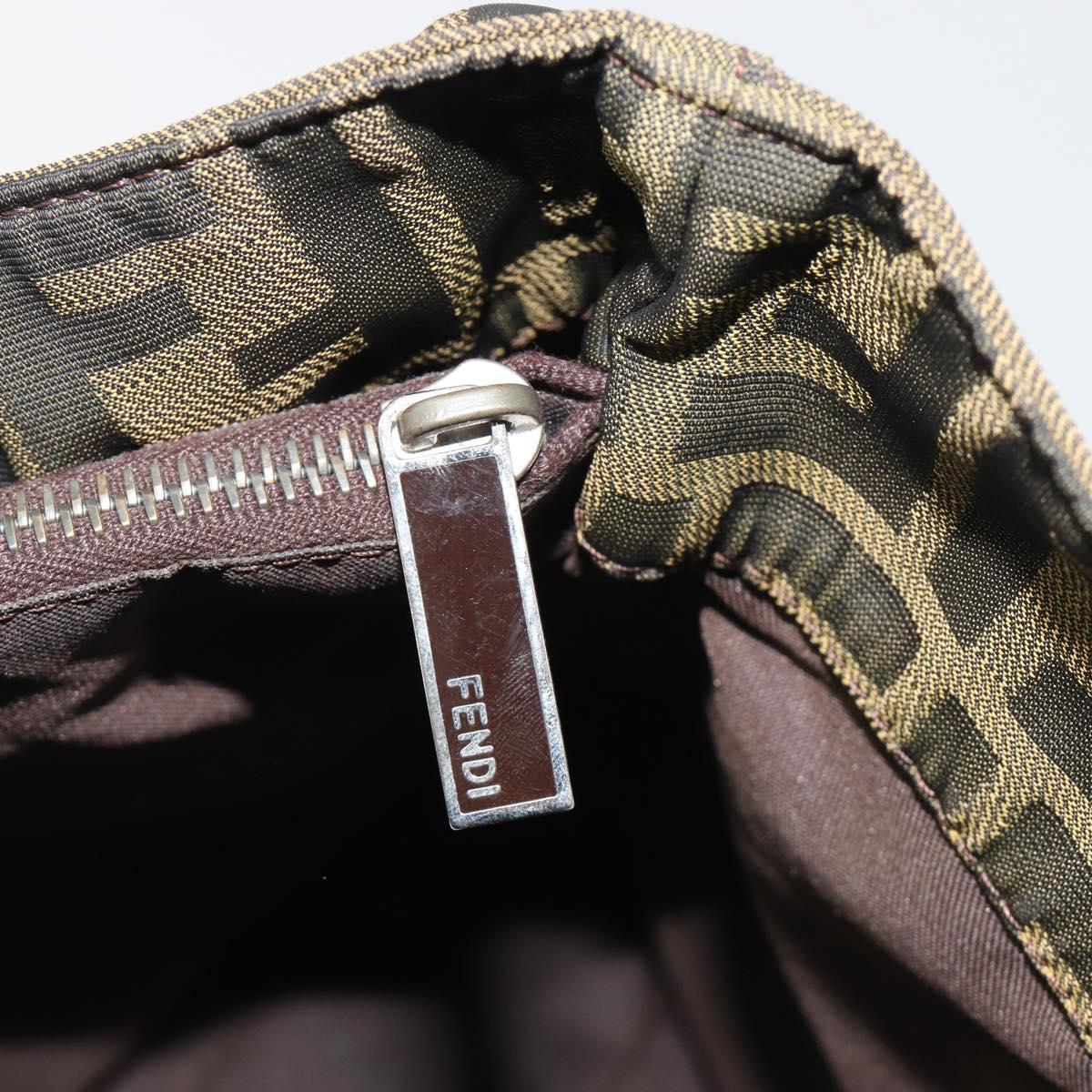 FENDI Zucca Canvas Mamma Baguette Tote Bag Brown Black Auth 192192A