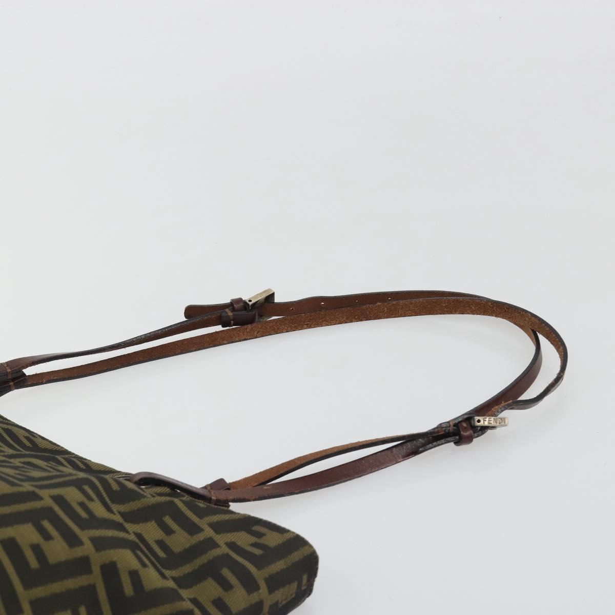 FENDI Zucca Canvas Mamma Baguette Tote Bag Brown Black Auth 192192A