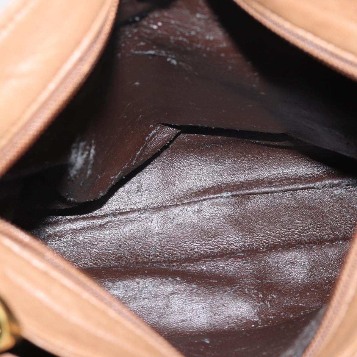 LOEWE Shoulder Bag Leather Brown Gold Auth 192193