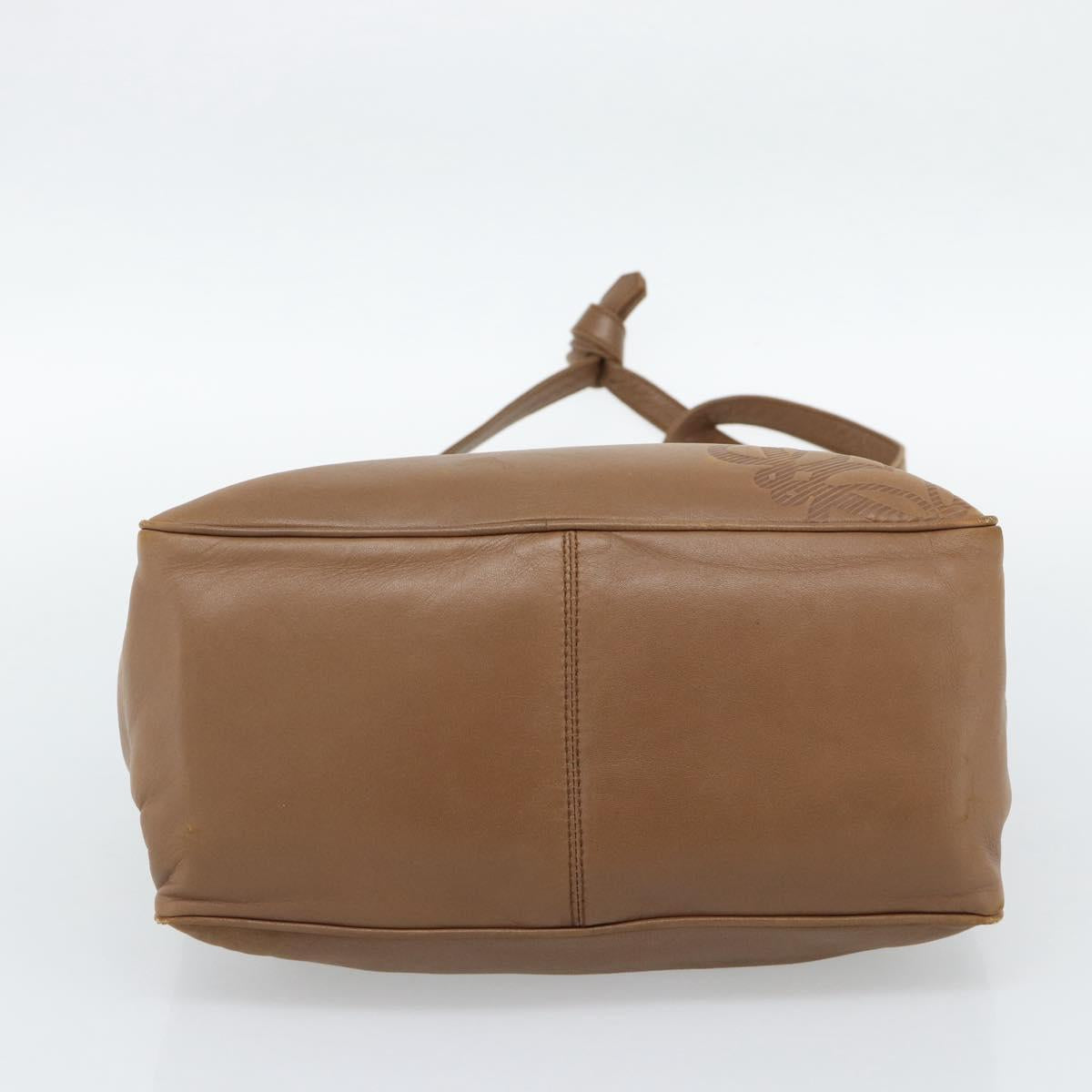 LOEWE Shoulder Bag Leather Brown Gold Auth 192193