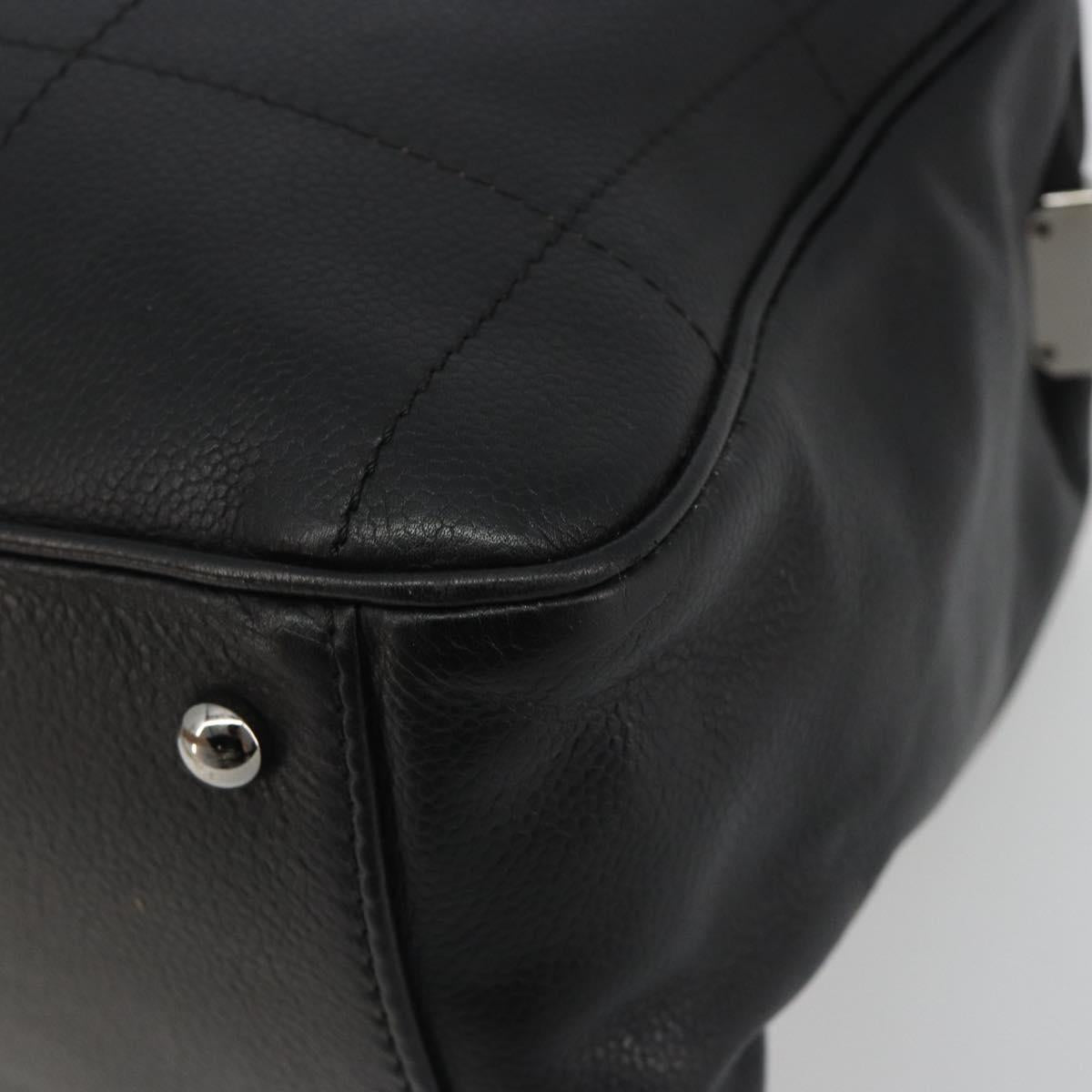 CHANEL Choco Bar Boston Bag Caviar Skin Black Silver CC Auth 192194SAM