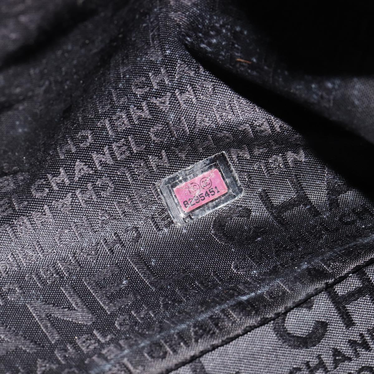 CHANEL Choco Bar Boston Bag Caviar Skin Black Silver CC Auth 192194SAM