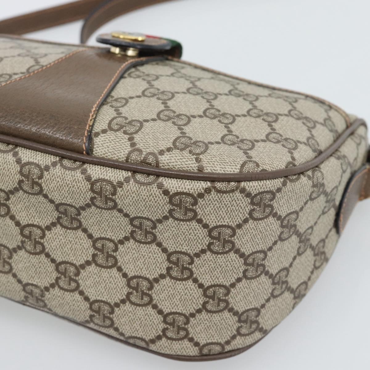 GUCCI GG Supreme Web Sherry Line Bag PVC Beige Gold 89 02 032 Auth 192195