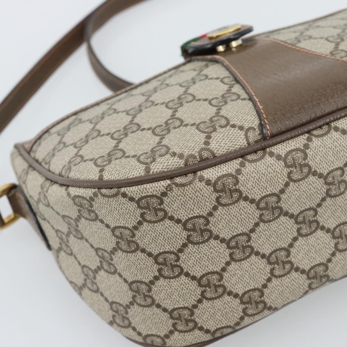 GUCCI GG Supreme Web Sherry Line Bag PVC Beige Gold 89 02 032 Auth 192195
