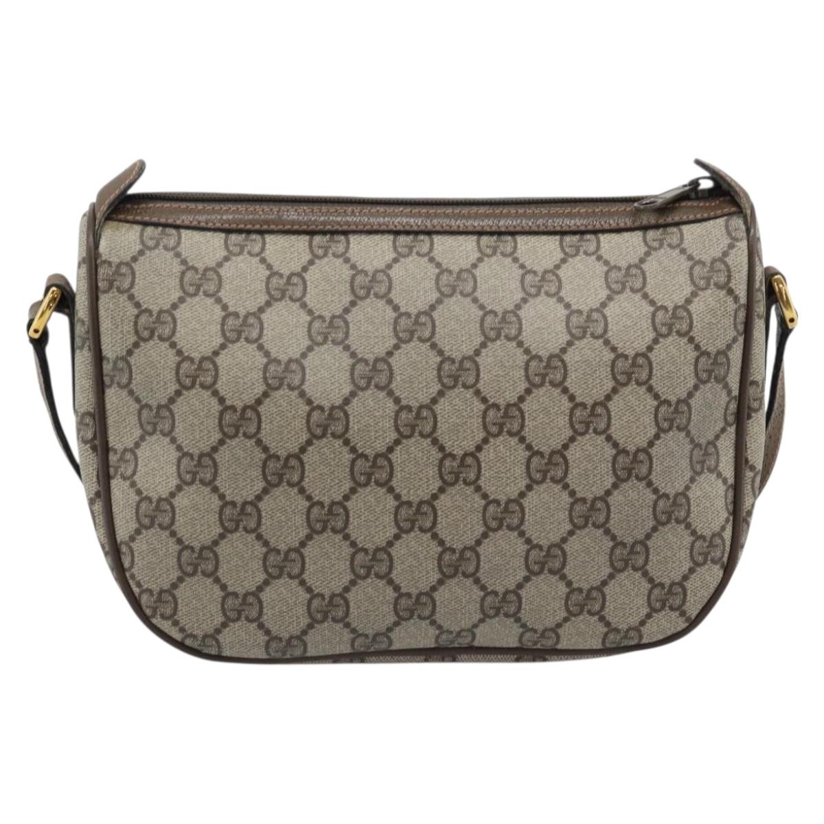 GUCCI GG Supreme Web Sherry Line Bag PVC Beige Gold 89 02 032 Auth 192195