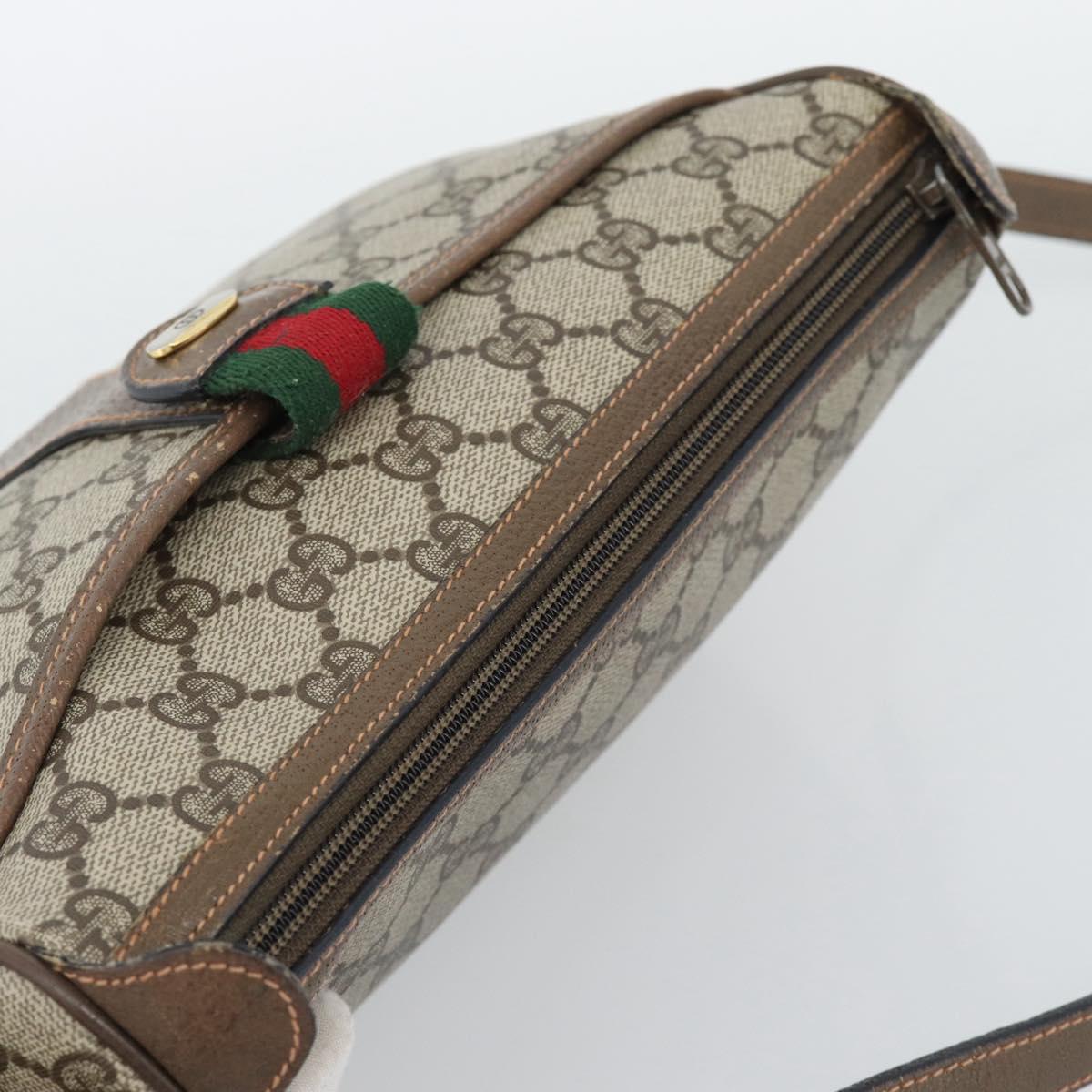 GUCCI GG Supreme Web Sherry Line Bag PVC Beige Gold 89 02 032 Auth 192195