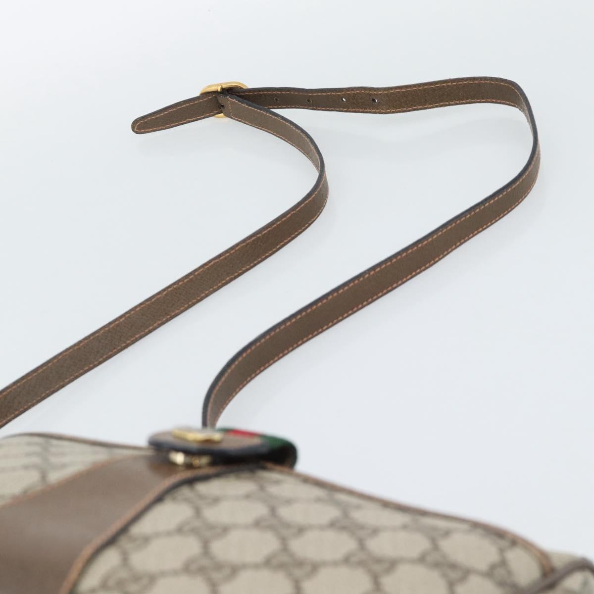 GUCCI GG Supreme Web Sherry Line Bag PVC Beige Gold 89 02 032 Auth 192195