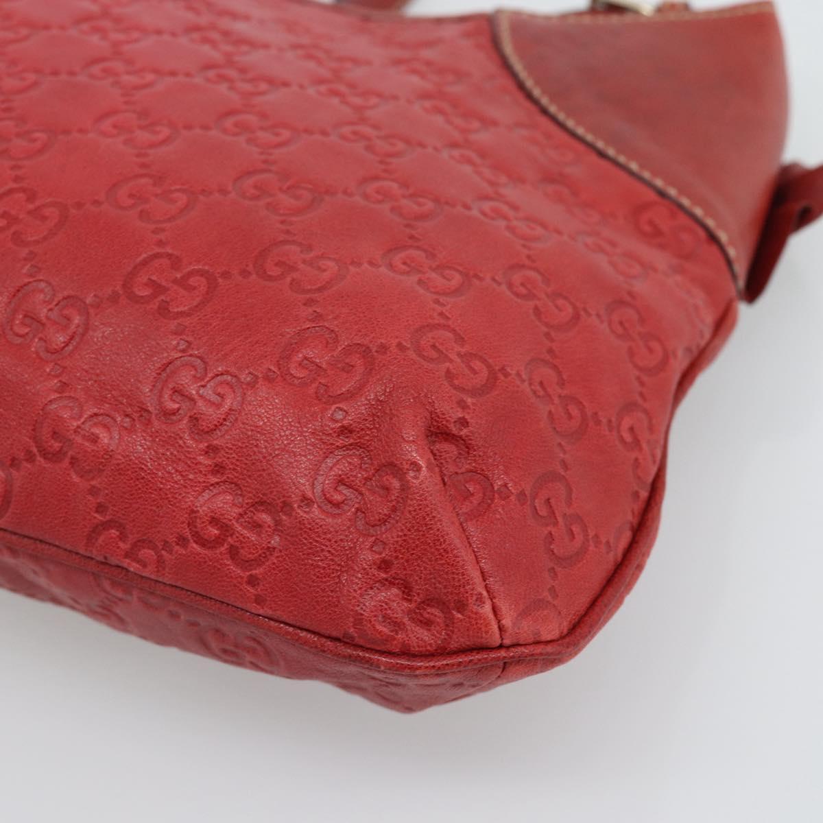 GUCCI GG Canvas Guccissima Trophy Bag Leather Red Gold 189829 Auth 192196V
