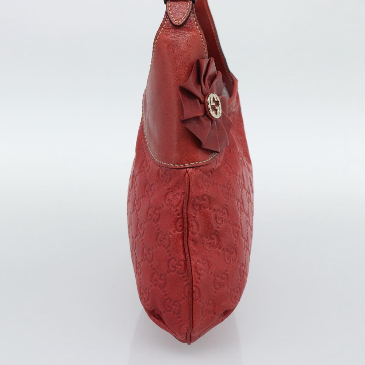 GUCCI GG Canvas Guccissima Trophy Bag Leather Red Gold 189829 Auth 192196V