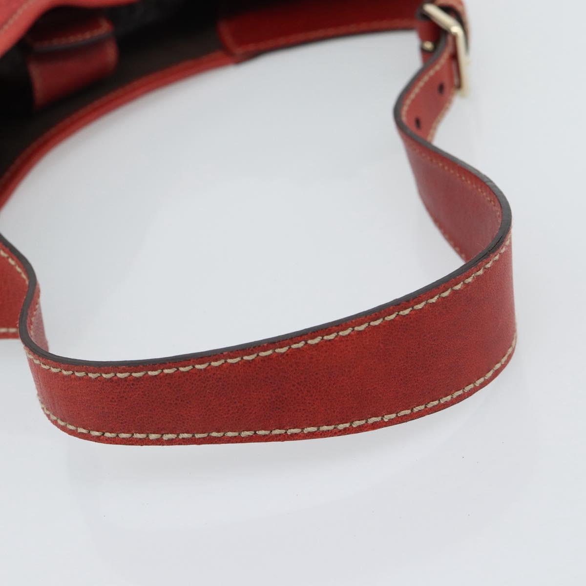 GUCCI GG Canvas Guccissima Trophy Bag Leather Red Gold 189829 Auth 192196V