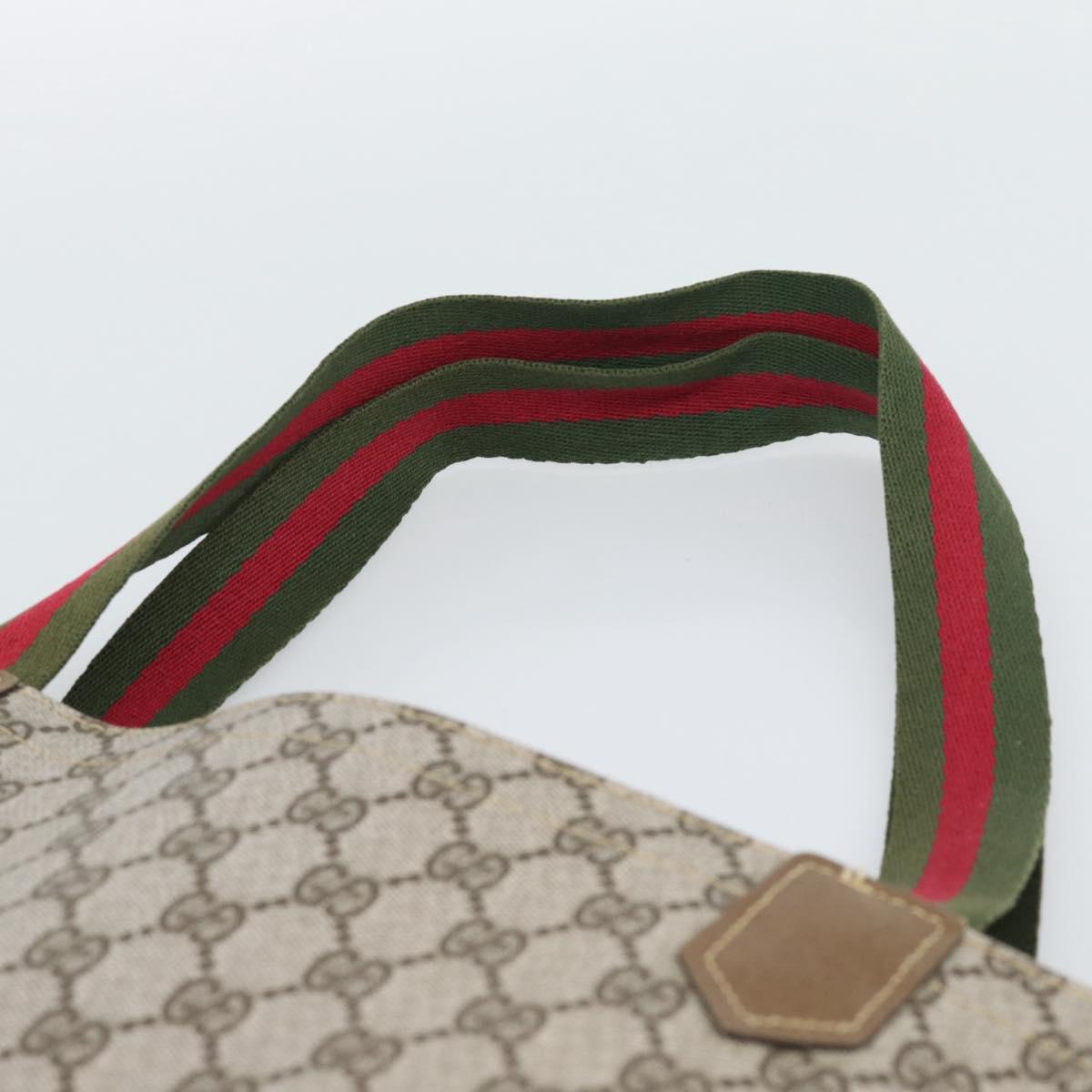 GUCCI GG Supreme Web Sherry Line Tote Bag PVC Beige Gold Auth 192197