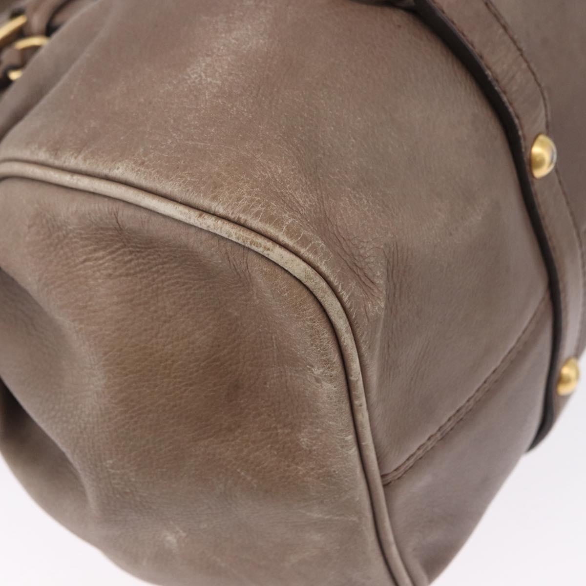 Miu Miu Hand Bag Leather 2way Beige Gold Auth 192198V