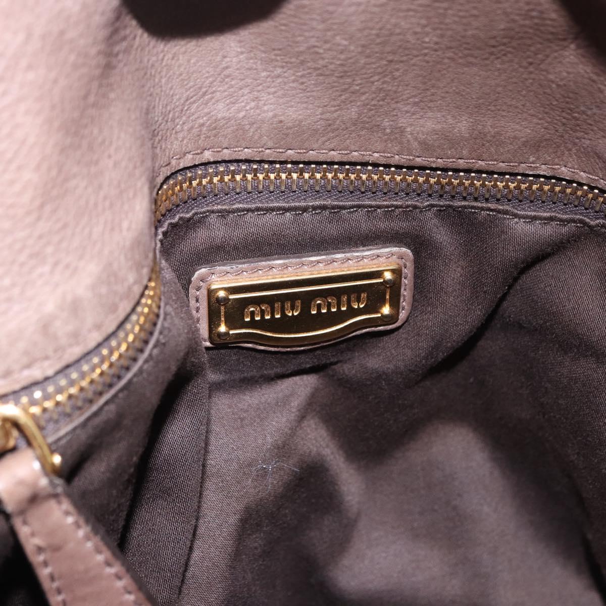 Miu Miu Hand Bag Leather 2way Beige Gold Auth 192198V