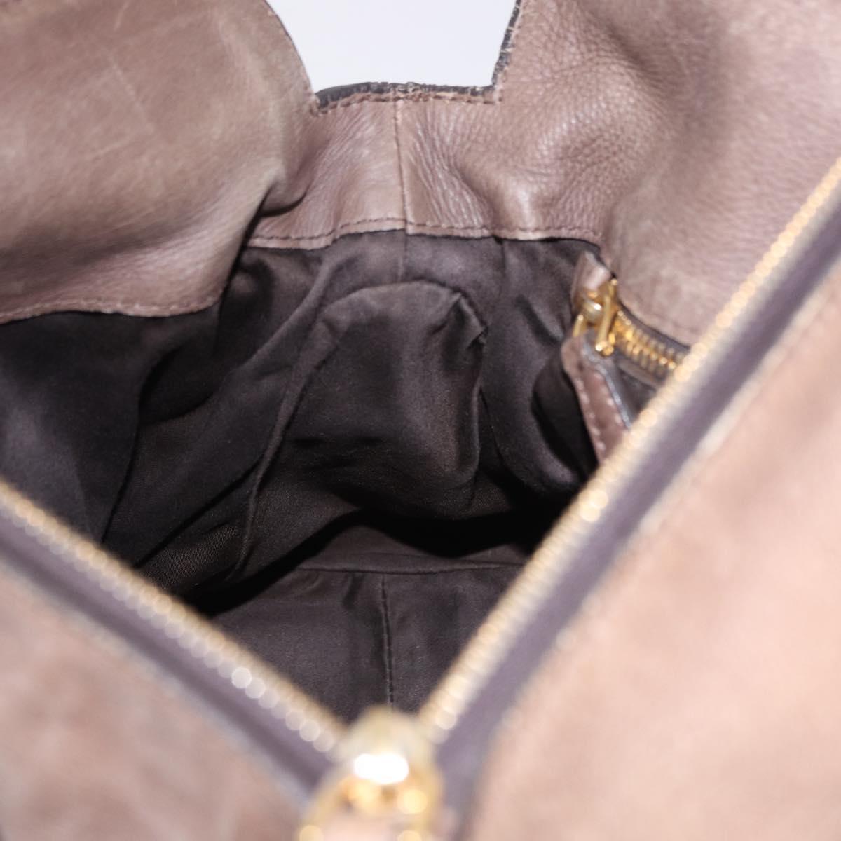 Miu Miu Hand Bag Leather 2way Beige Gold Auth 192198V