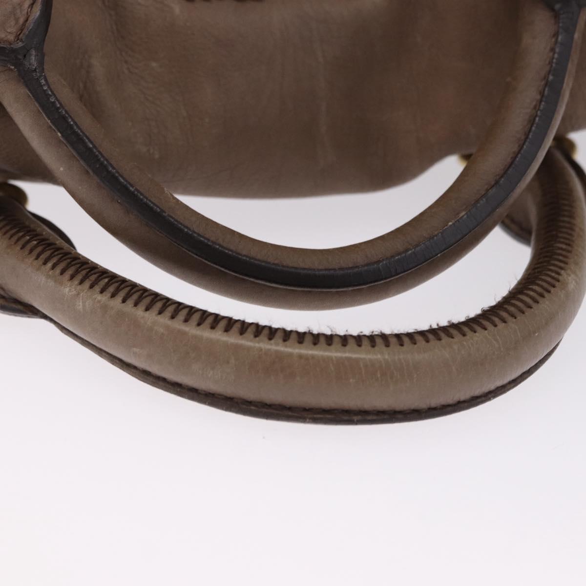 Miu Miu Hand Bag Leather 2way Beige Gold Auth 192198V