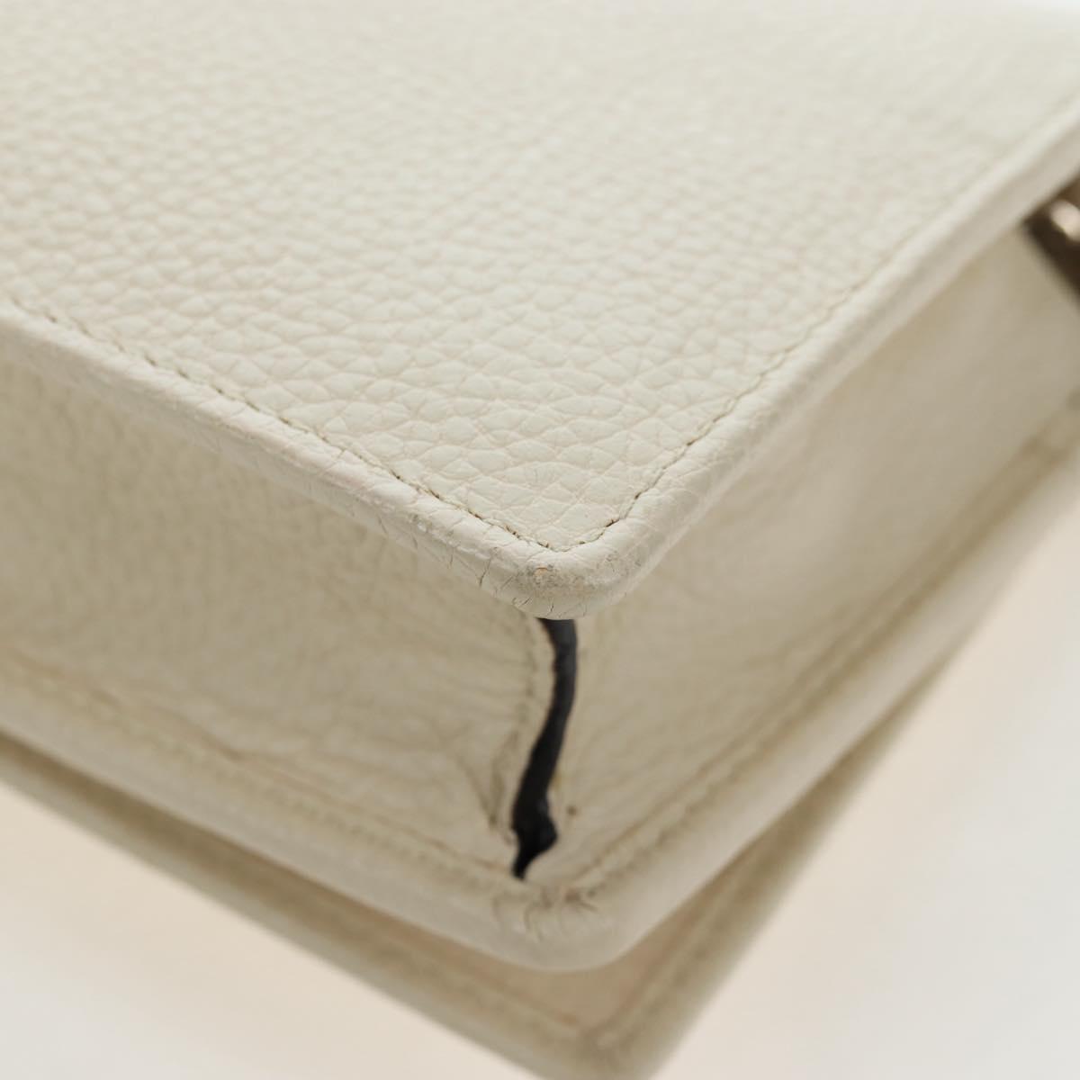 GUCCI Soho Chain Bag Leather Outlet White Gold 598211 493075 Auth 192199V