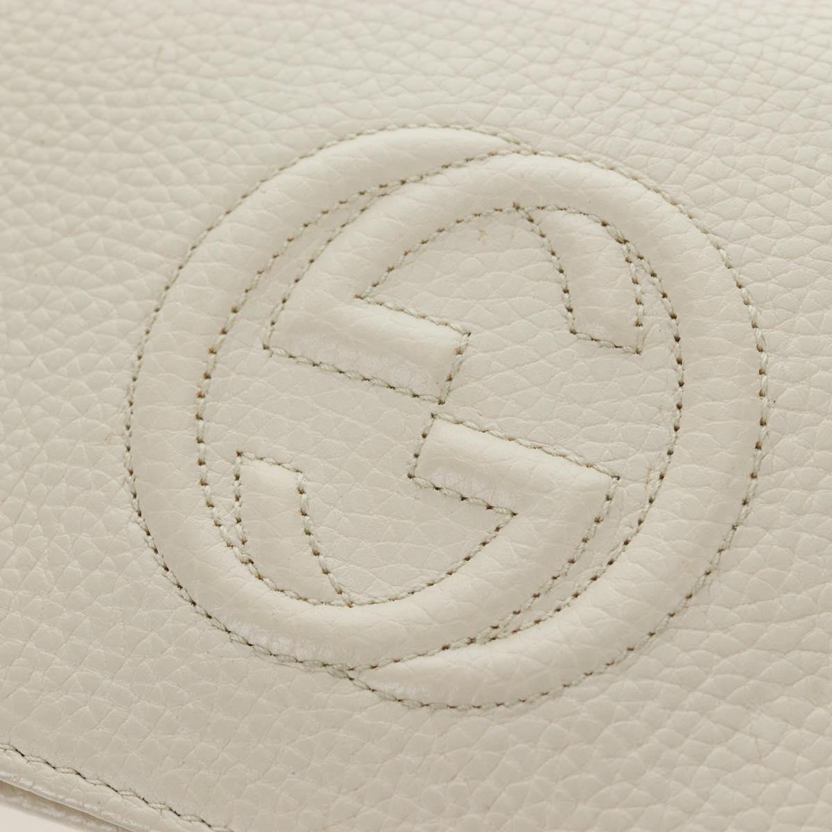 GUCCI Soho Chain Bag Leather Outlet White Gold 598211 493075 Auth 192199V