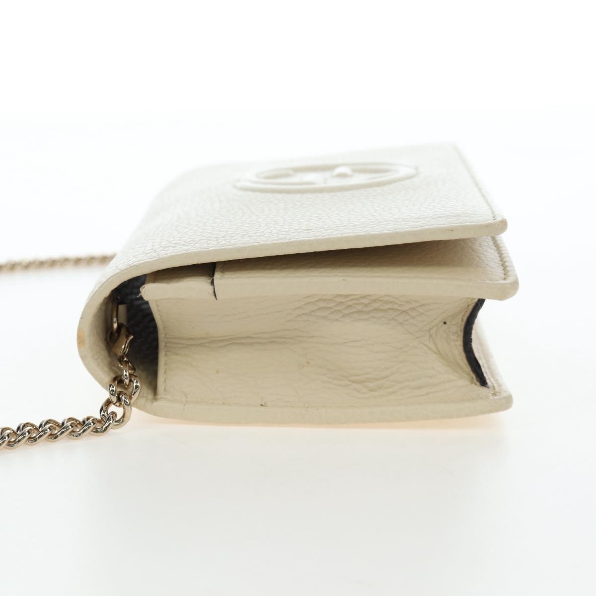 GUCCI Soho Chain Bag Leather Outlet White Gold 598211 493075 Auth 192199V