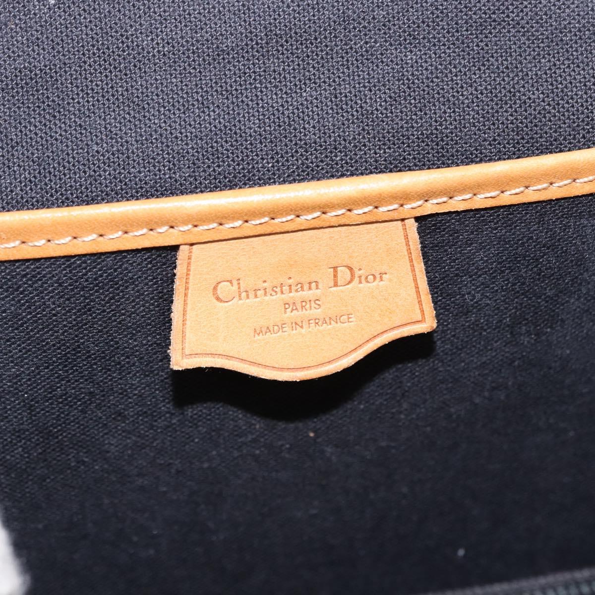 Christian Dior Trotter Canvas Hand Bag PVC 2way Navy Gold Auth 192200