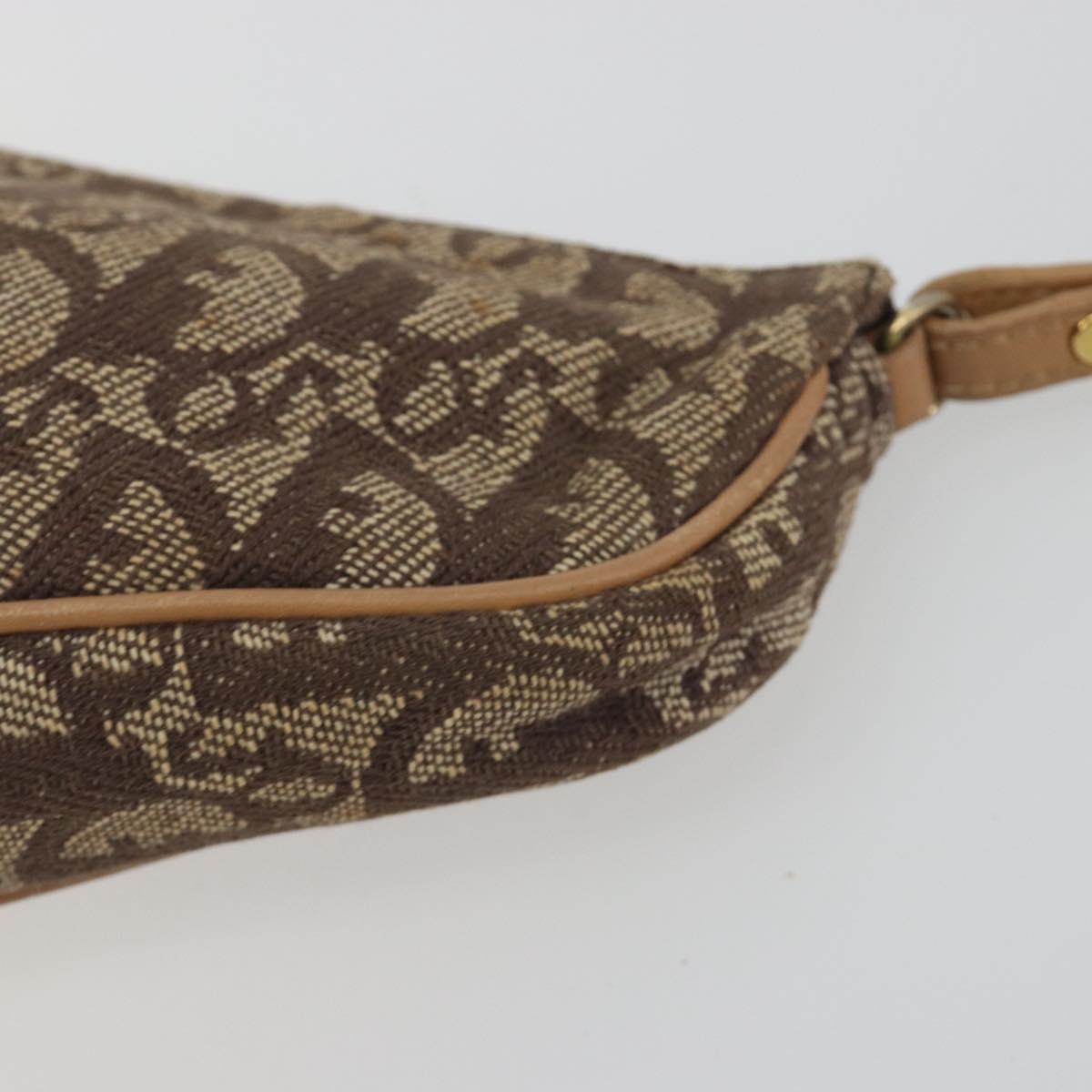 Christian Dior Trotter Canvas Saddle Accessory Pouch Brown Gold Auth 192201A
