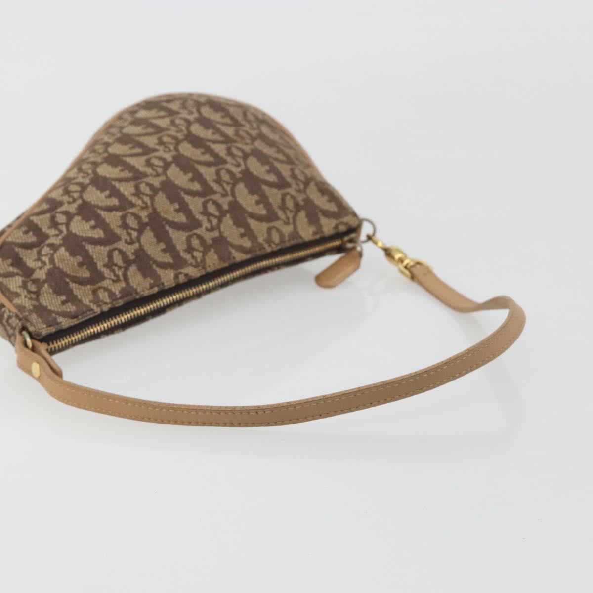 Christian Dior Trotter Canvas Saddle Accessory Pouch Brown Gold Auth 192201A
