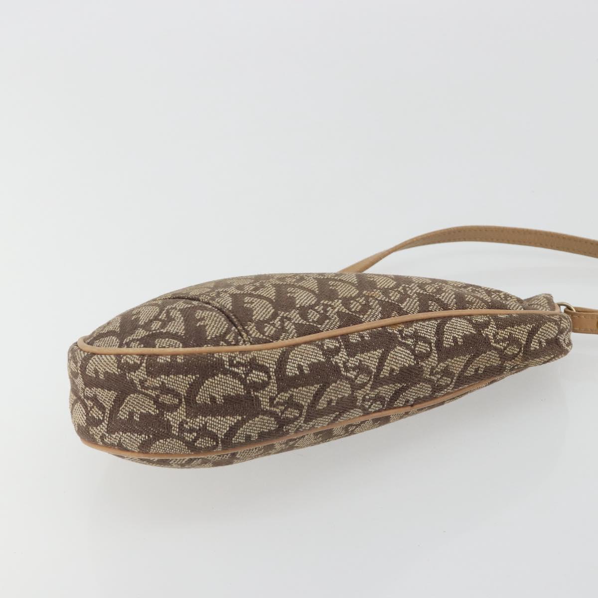Christian Dior Trotter Canvas Saddle Accessory Pouch Brown Gold Auth 192201A