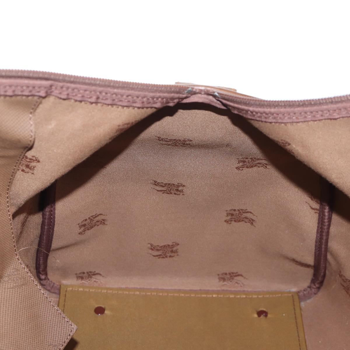 Burberrys Nova Check Boston Bag Canvas Beige Gold Auth 192209