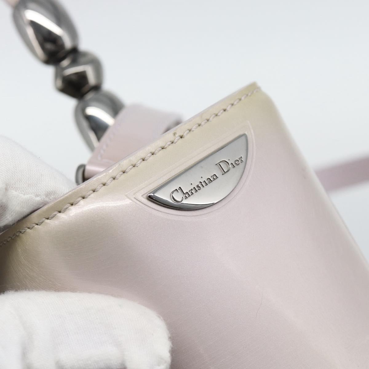 Christian Dior Maris Pearl Bag Patent Leather 2way Lavende Silver Auth 192211
