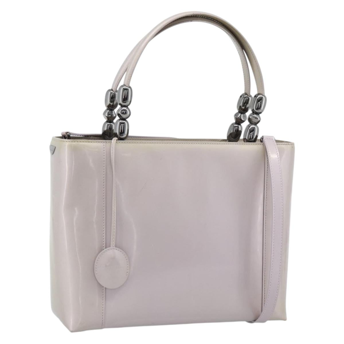 Christian Dior Maris Pearl Bag Patent Leather 2way Lavende Silver Auth 192211