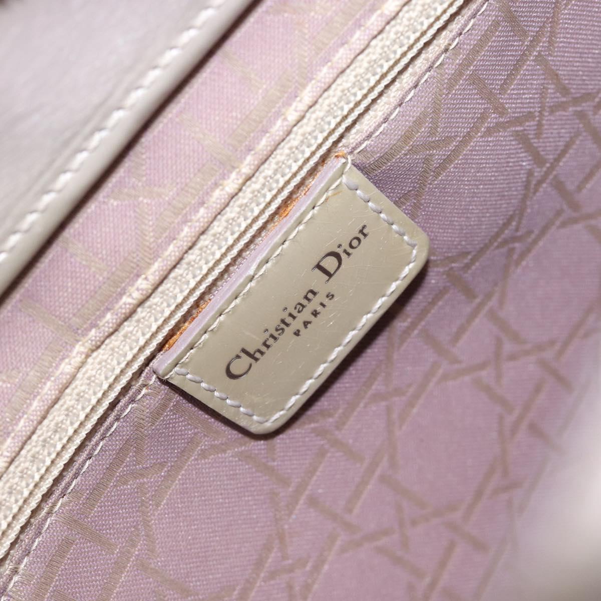 Christian Dior Maris Pearl Bag Patent Leather 2way Lavende Silver Auth 192211