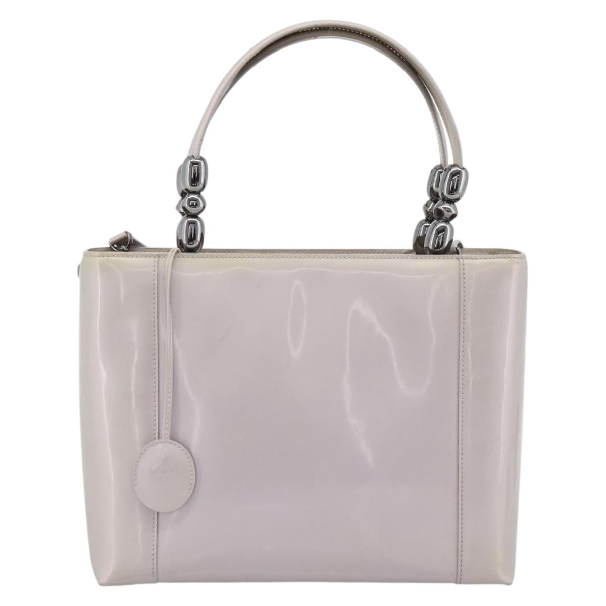 Christian Dior Maris Pearl Bag Patent Leather 2way Lavende Silver Auth 192211
