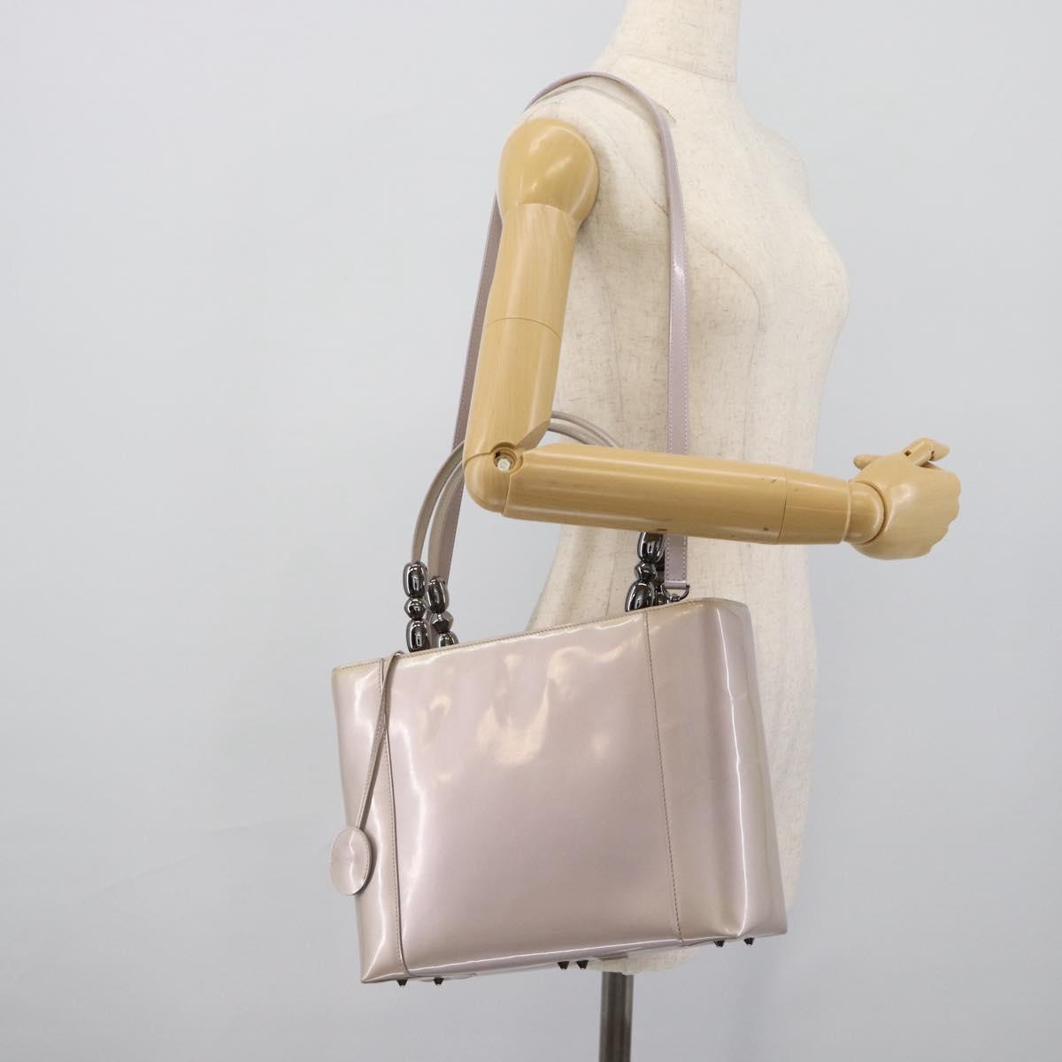 Christian Dior Maris Pearl Bag Patent Leather 2way Lavende Silver Auth 192211