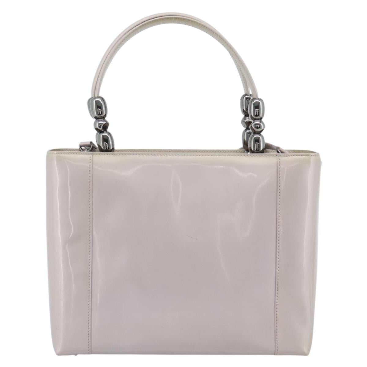 Christian Dior Maris Pearl Bag Patent Leather 2way Lavende Silver Auth 192211