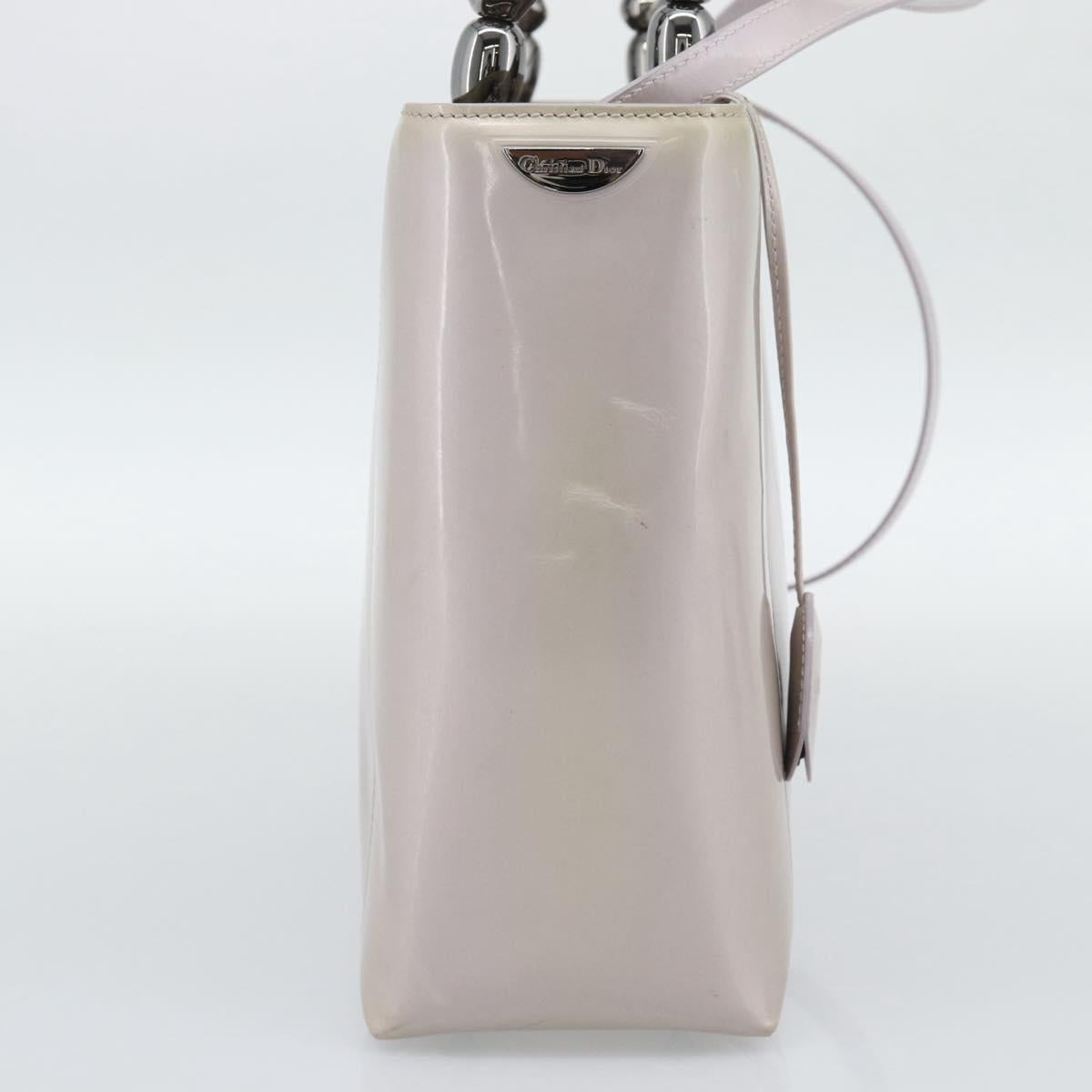 Christian Dior Maris Pearl Bag Patent Leather 2way Lavende Silver Auth 192211