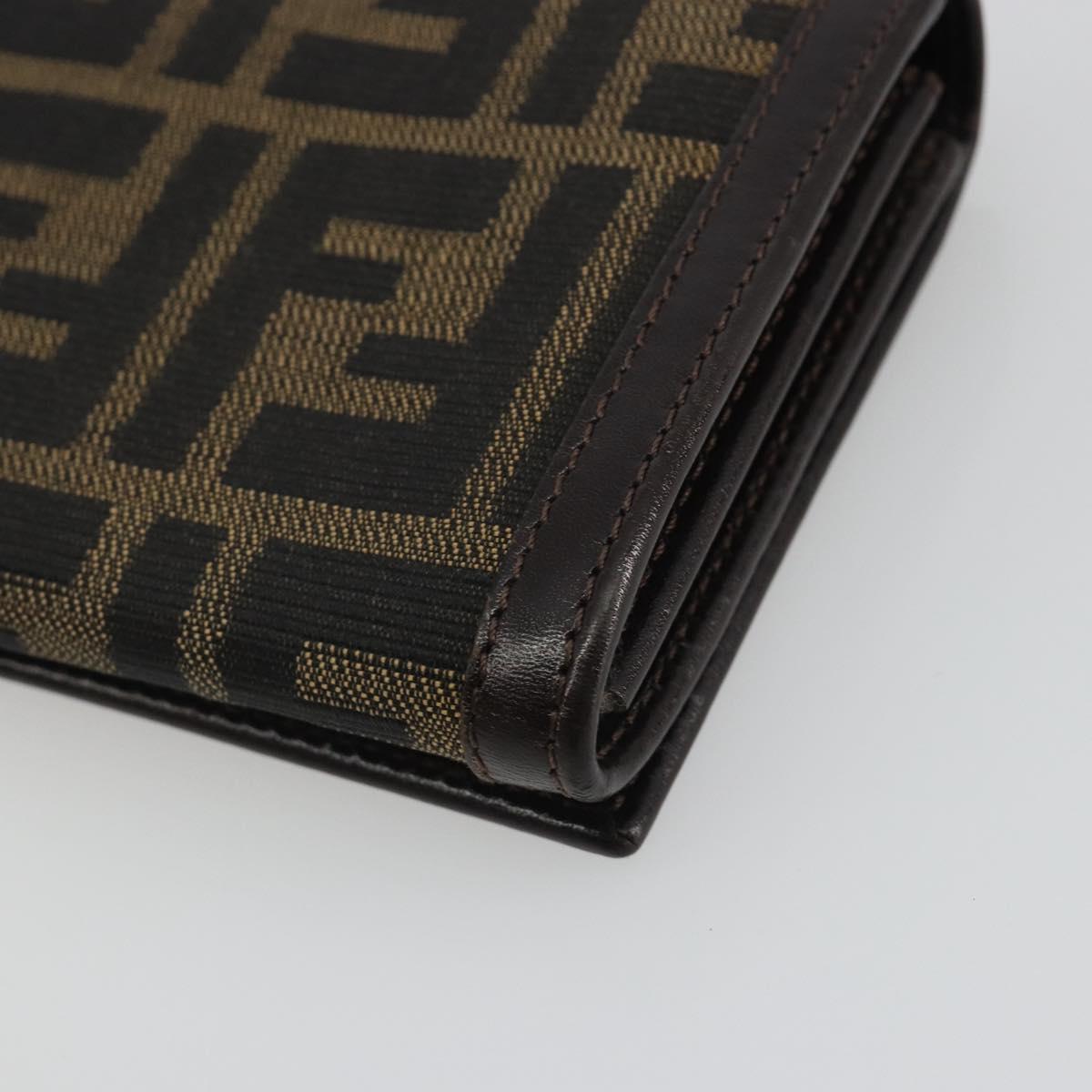 FENDI Zucca Canvas Long Wallet Black Brown Auth 192212V