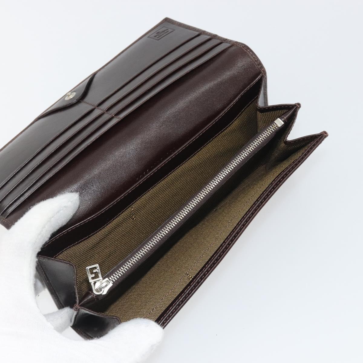 FENDI Zucca Canvas Long Wallet Black Brown Auth 192212V