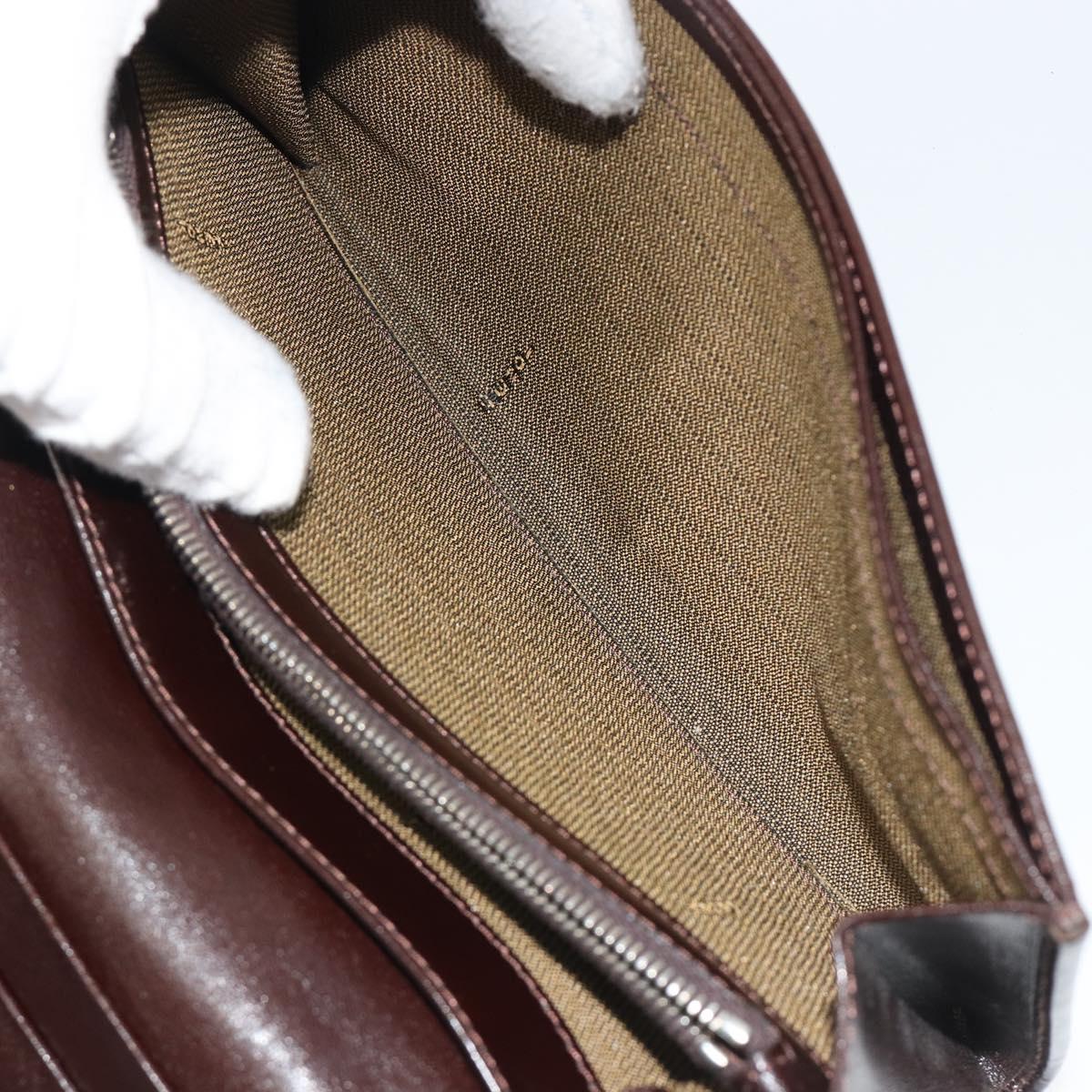 FENDI Zucca Canvas Long Wallet Black Brown Auth 192212V