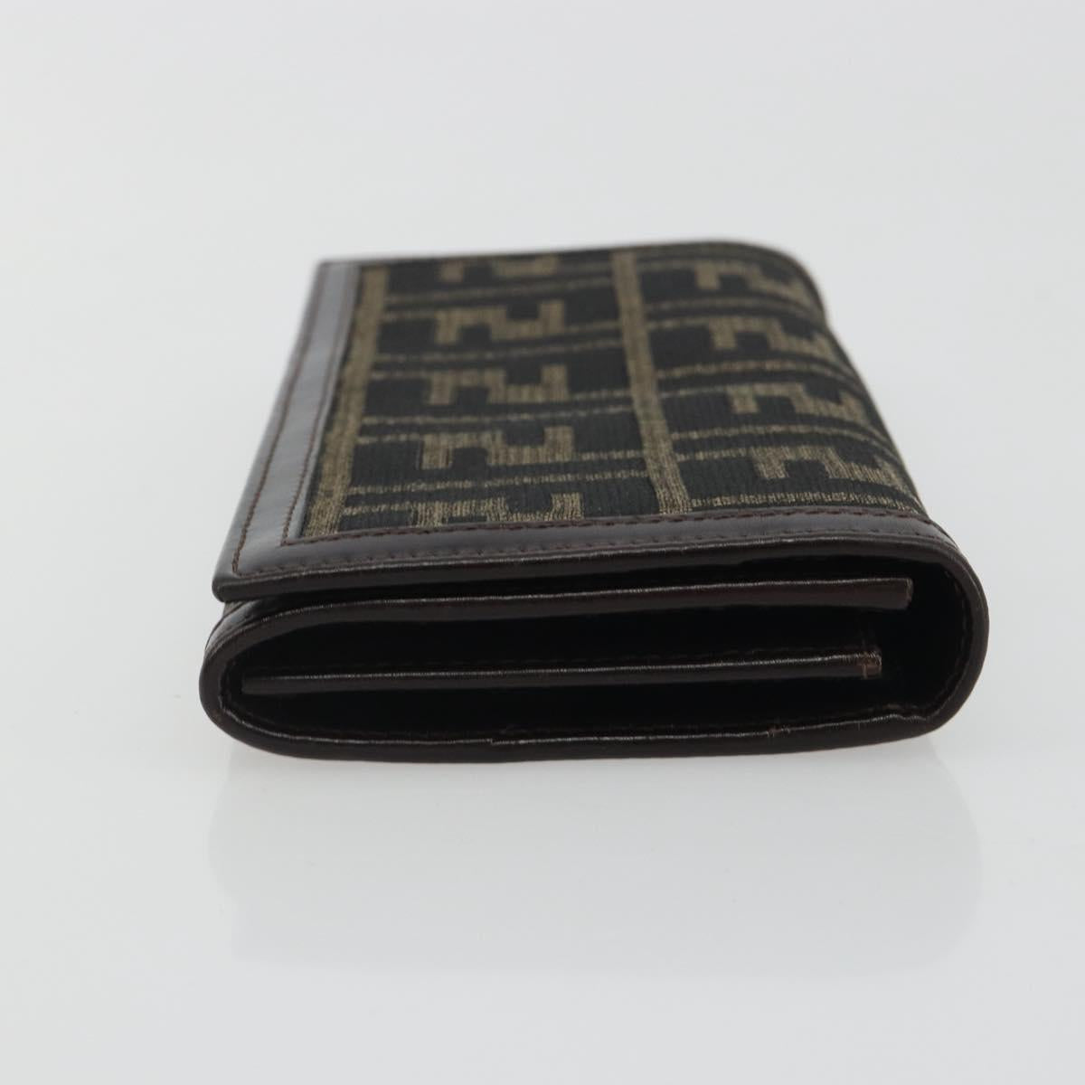 FENDI Zucca Canvas Long Wallet Black Brown Auth 192212V