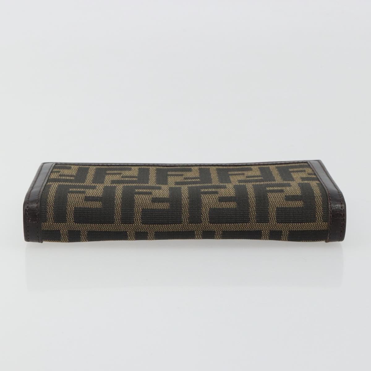 FENDI Zucca Canvas Long Wallet Black Brown Auth 192212V