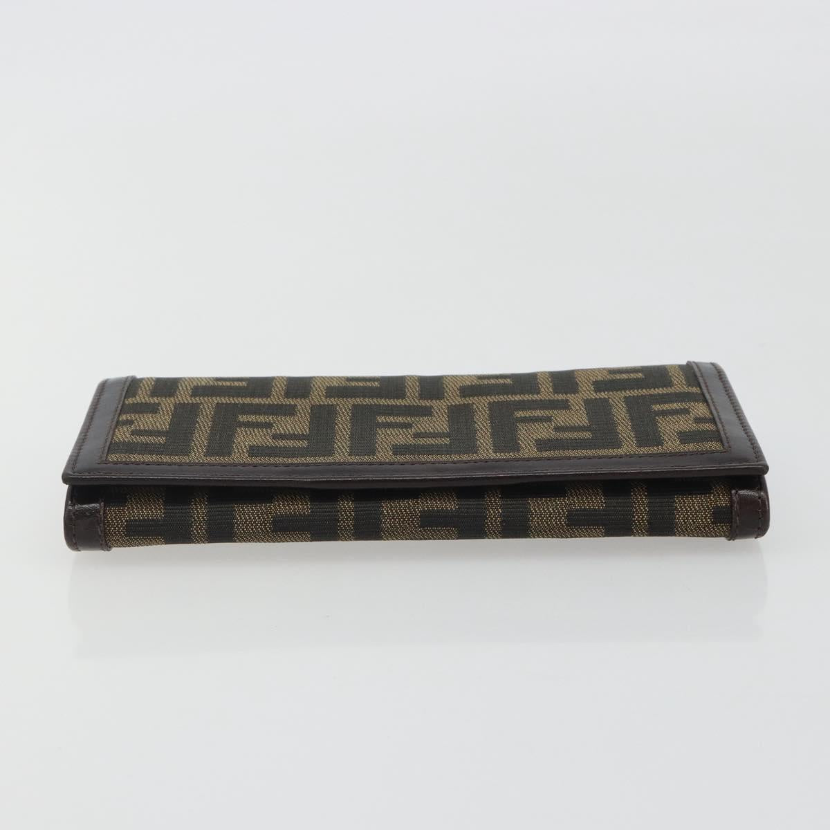 FENDI Zucca Canvas Long Wallet Black Brown Auth 192212V