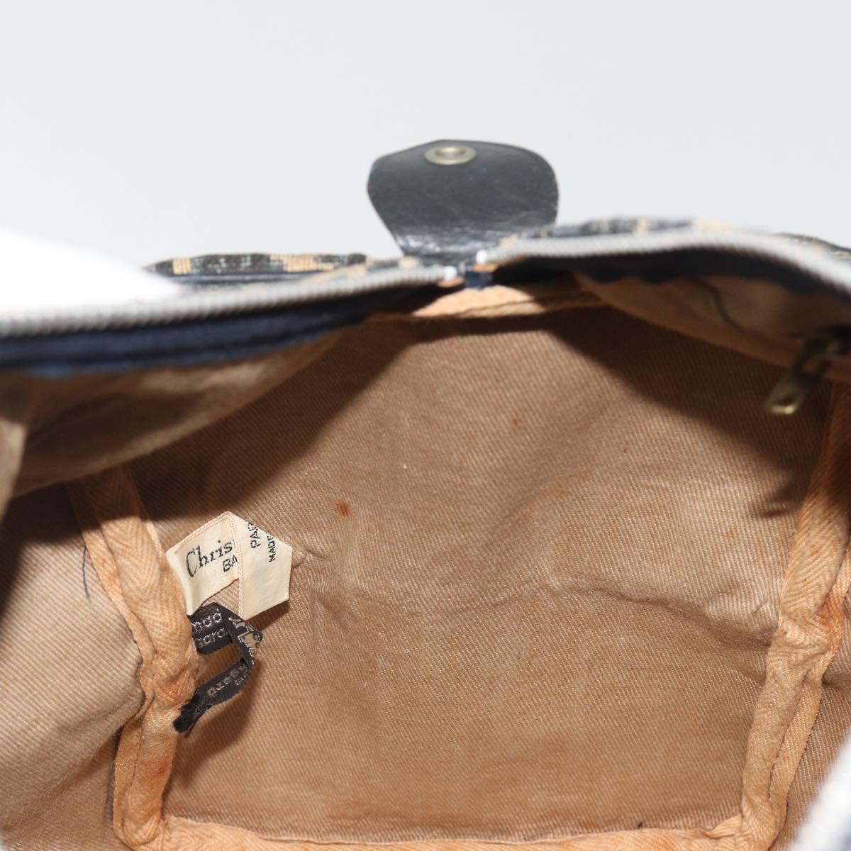 Christian Dior Trotter Canvas Boston Bag Navy Silver Auth 192214