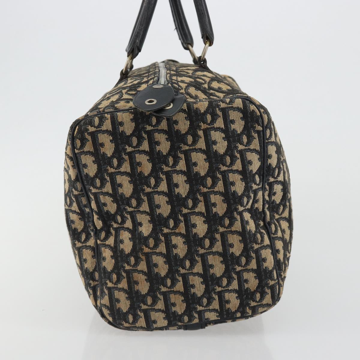 Christian Dior Trotter Canvas Boston Bag Navy Silver Auth 192214