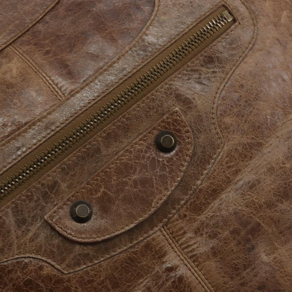 BALENCIAGA Lucity Large Hand Bag Leather Brown 173086 Auth 192215