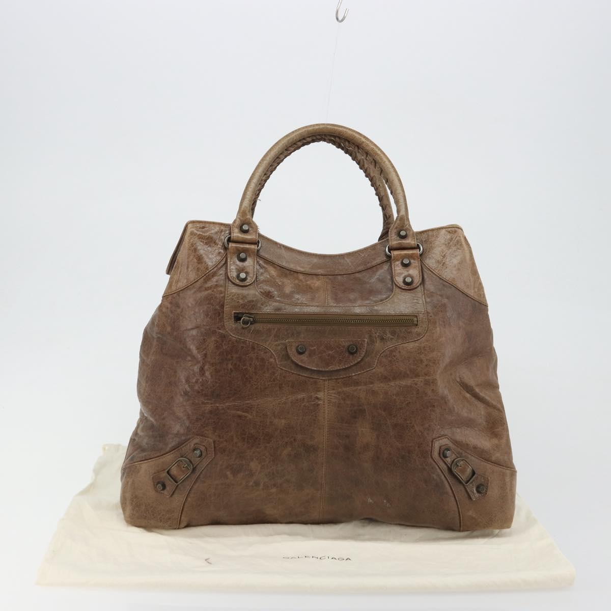 BALENCIAGA Lucity Large Hand Bag Leather Brown 173086 Auth 192215