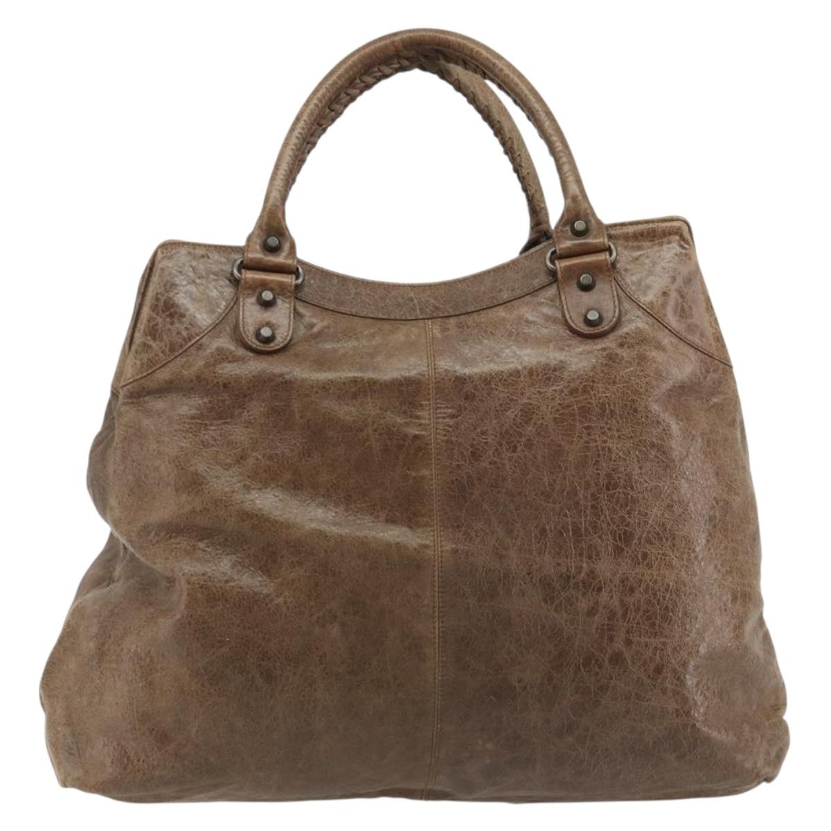 BALENCIAGA Lucity Large Hand Bag Leather Brown 173086 Auth 192215